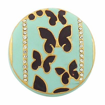 #ad Fashion Alloy Yellow Gold Tone Turquoise Tone Brown Butterflies CZ Cocktail Ring $22.99