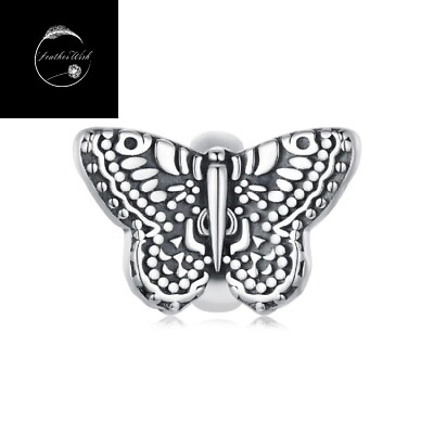 #ad Genuine Sterling Silver 925 Vintage Retro Style Butterfly Stopper Bead Charm Mum GBP 16.99
