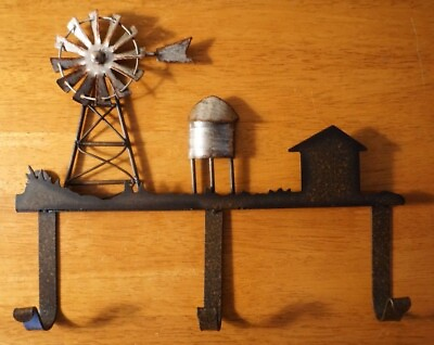 #ad Rustic Country Primitive Windmill Garden Barn Water Tower Hook Farm House Decor $16.95