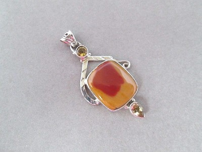 #ad Pendant Slide Mookaite Gemstones New Solid 925 Sterling Silver marked 6.7 Grams $14.25