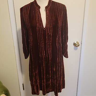 #ad CP Shades Regina Velvet Tunic Dress Burgundy Red Womens Size SMALL $73.50