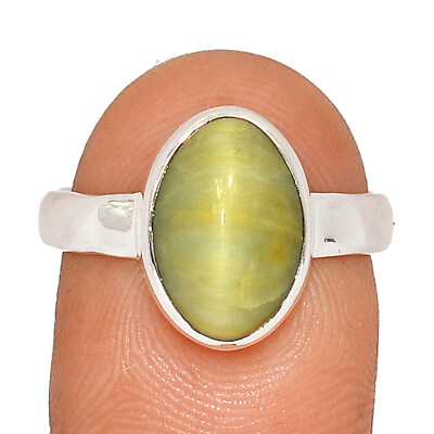 #ad Natural Yellow Cat#x27;s Eye 925 Sterling Silver Ring Jewelry s.9 CR28172 $15.99
