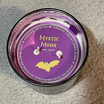 #ad Bloom amp; Prosper Purple Gold Candle Mystic Moon Hand Poured Scented Bat Halloween $9.90