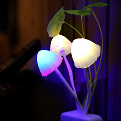 #ad LED Colorful Mushroom Night Lamp Sensor Control Home Bedside Wall Light $8.12