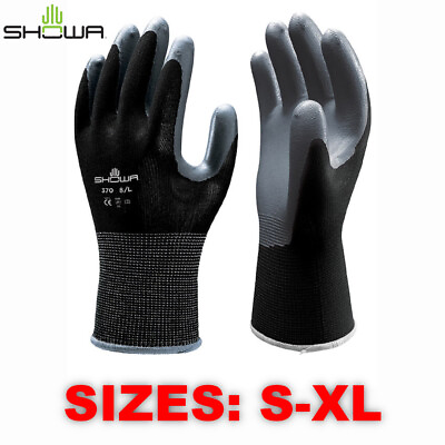 #ad Showa Atlas 370 Black Nitrile Coated Gardening Work Gloves Sizes: SM XL $39.95
