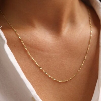 #ad Dainty gold Sparkle Chain Necklace Gold Chain Everyday Necklace WATERPROOF Gold $24.00