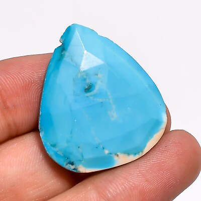 #ad Natural Turquoise Faceted Loose Gemstone For Making Jewelry 31X28X6 mm ZS 5466 $15.59