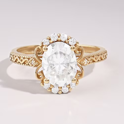 #ad Antique Filigree Art Deco Vintage Design Oval Cut Diamond CZ Engagement Ring Her $85.54