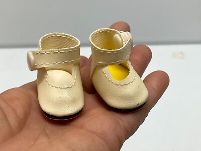 #ad VINTAGE Antique DOLL Accessories Doll Shoes old stock cute style Cream #BA 1 $4.99
