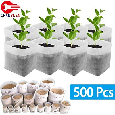 #ad 100 500pcs Biodegradable Nursery Bag Plant Grow Bags Non woven Fabric Seeds to S $26.99