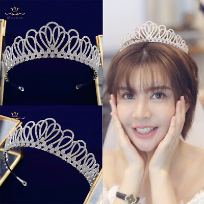 #ad Elegant Princess Zircon Crystal Bridal Tiaras Crowns Wedding Hair Accessory $42.99