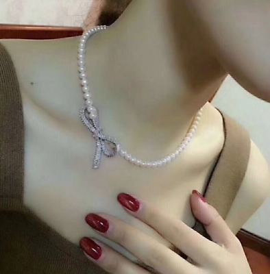 #ad AAA 7 8mm elegant south sea round white pearl necklace 18 inch $147.00