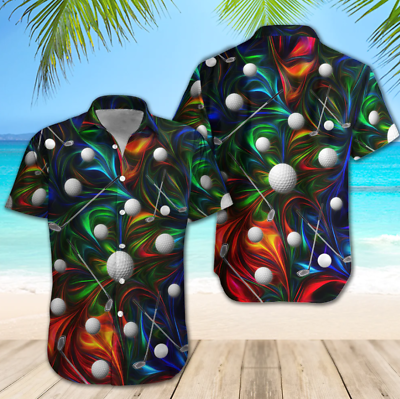 #ad Golf Colorful Shirt Regular Fit Short Sleeve Slim Fit Casual Full Print Shirt $32.88