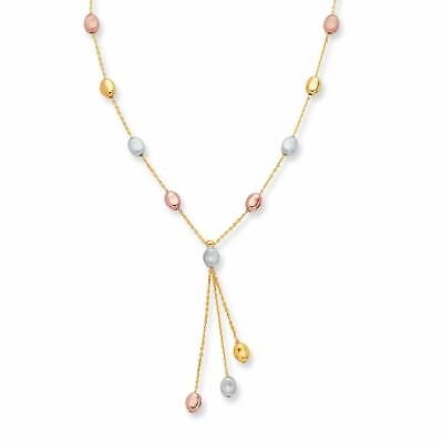 #ad 14K Tri color Gold Polished amp; Satin Alternating Pebble Chain Lobster Clasp 17quot; $457.57