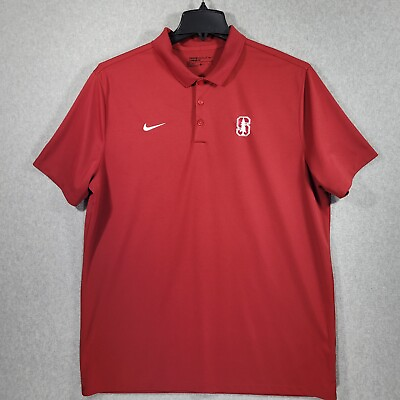#ad Stanford University Polo Shirt Mens XL Cardinals Nike Golf Dri Fit Elite Red $17.99