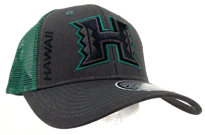 #ad NEW Hawaii Rainbow Warriors Zephyr Mesh Snapback Baseball Cap Hat Grey Green OS $25.49