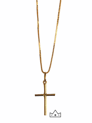 #ad Solid 18k gold Cross pendant with chain 19.68 in $449.00