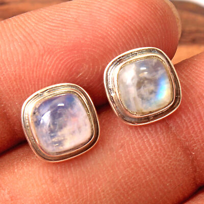 #ad Moonstone Gemstone Solid 925 sterling Silver Women Stud Earring $12.99