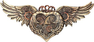 #ad Pacific Giftware Steampunk Winged Heart Bronzed Home Wall Decor $17.95