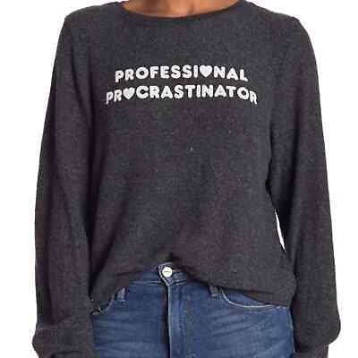 #ad Wildfox charcoal black white Professional Procrastinator sweatshirt XS NWOT $30.00