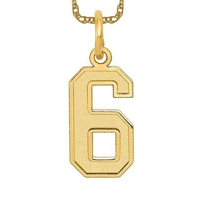 #ad 10K Yellow Gold Small Number 6 Necklace Charm Pendant Chain 20 inch $107.00