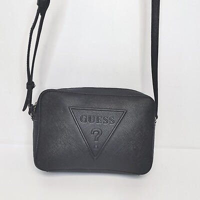 #ad Guess Black Purse Logo Crossbody Lightweight Adjustable Strap PVC $24.99