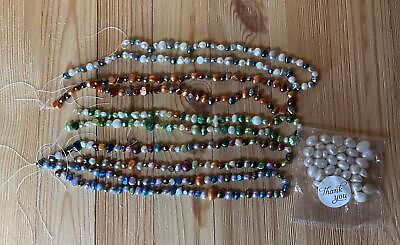 #ad Freshwater Pearl Strands Nuggets 5mm and 4mm Mixed Green Blue Orange Beads $22.99