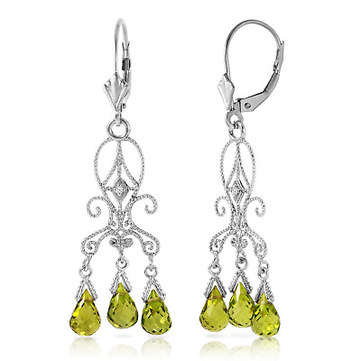 #ad 14K. GOLD CHANDELIER DIAMONDS EARRING WITH PERIDOTS White Gold $1283.37