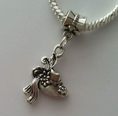 #ad Women Hat Flower Fashion Dangle Bead fits European Charm Bracelets Necklace $10.50