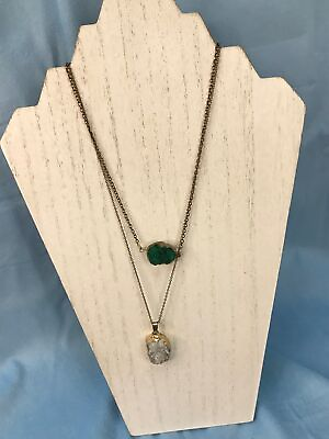 #ad Two geode necklaces green and white $23.00