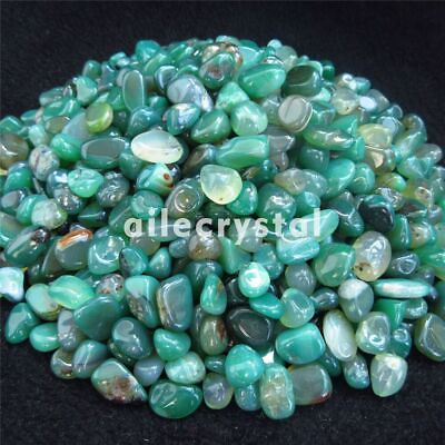 #ad 100g Tumbled Natural Green agate bulk crystal Small Stones healing Rock Specimen $9.39