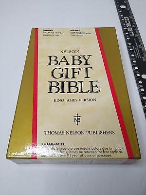 #ad Nelson 111W White Baby Gift Bible KJV With White Leatherflex Gilded Gold Pages $13.95