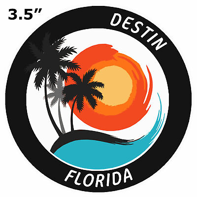 #ad Destin Florida Beach Palm Tree Ocean Car Truck Window Bumper Vinyl Sticker Decal $3.50