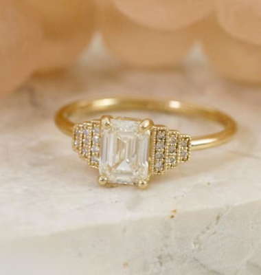#ad Emerald Cut Colorless Moissanite Engagement Ring Wedding Handmade Jewelry Women $101.92