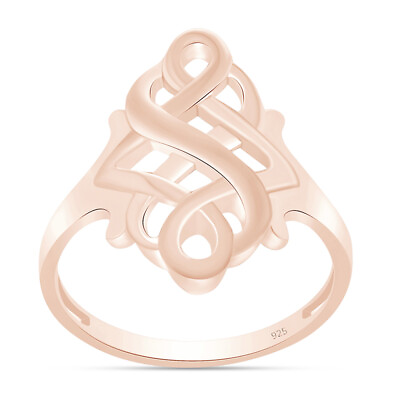 #ad Infinity Celtic Knot Love Fashion Ring 14K Rose Gold Plated Sterling For Women#x27;s $61.55