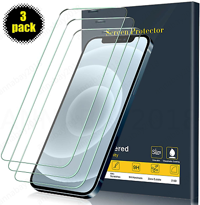 3 PACK For iPhone 14 13 12 11 Pro Max XR XS 8 7 Tempered Glass Screen Protector $3.79