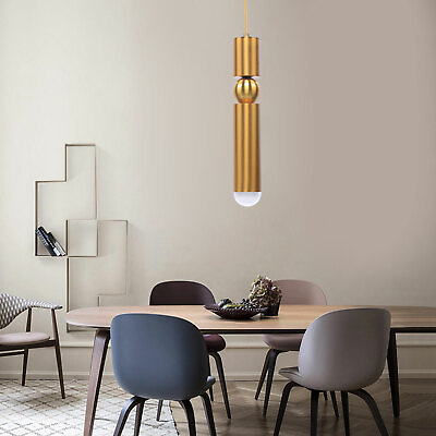 #ad Modern LED Pendant Lamp Hanging Ceiling Light Chandelier Brass Tube Fixture Gold $13.81