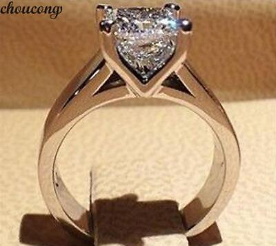 #ad Women Zircon Hollow Ring Sterling Silver Fashion Engagement Wedding Jewelry Gift $6.99