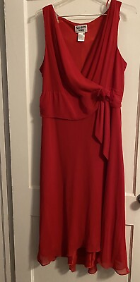 #ad Plaza South Red Sheer Lined Plus Size 22W Elegant Formal Sleeveless Dress $28.99