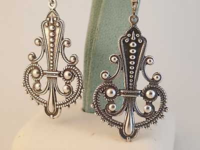 #ad Sterling silver ornate dangly earrings chandelier beautiful $69.95