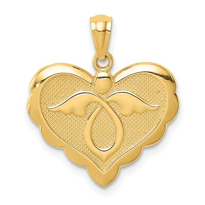 #ad 14K Yellow Gold Angel in Heart Pendant For Womens 1.35g $212.00