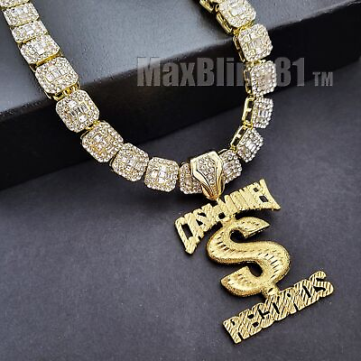 #ad Gold Plated CASH MONEY RECORDS amp; 16quot; 20quot; Iced Cubic Zirconia Choker Necklace $15.99