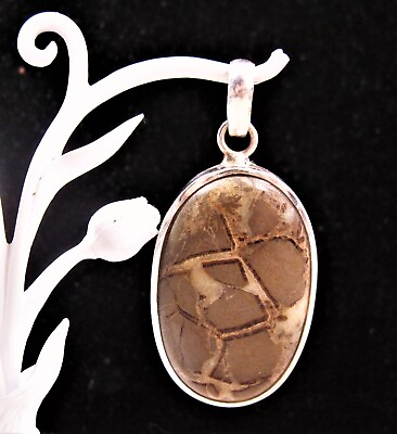 #ad Gorgeous Large 925 Sterling Silver Septarian Pendant S2 $13.65