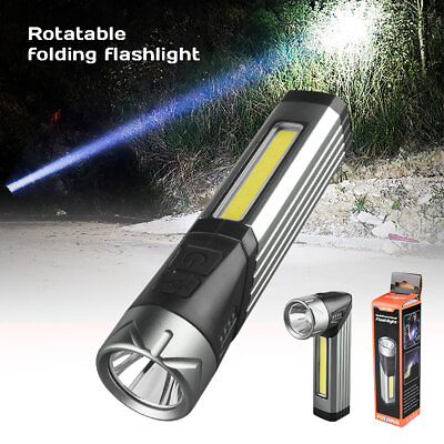 #ad Super Bright Rotatable LED Foldable Flashlight Torch Rechargeable Tactical Lamp $8.99