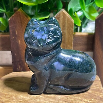 #ad Natural agate cat Handmade Carved Healing Crystal Quartz reiki gift 63g A37 $16.10