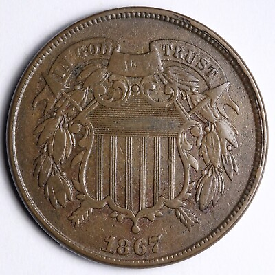 #ad 1867 Two Cent Piece CHOICE XF E172 KEG $126.89