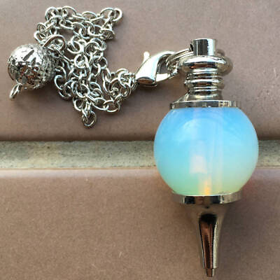 #ad Natural White Opal Pendulum Pendant Dowsing Bead Quartz Crystal Reiki Energy Gem $3.56