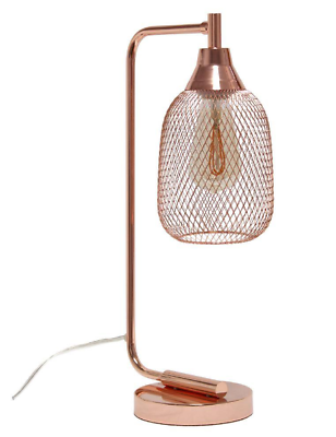 #ad Elegant Design Desk Lamp 19quot; Rose Gold Mesh Wire Shade Chic Industrial Farmhouse $35.99
