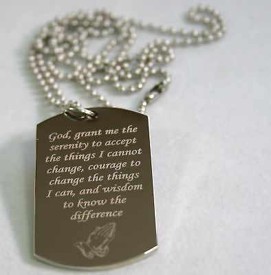 #ad SERENITY PRAYER PEACE HOPE DOG TAG NECKLACE STAINLESS STEEL $22.50