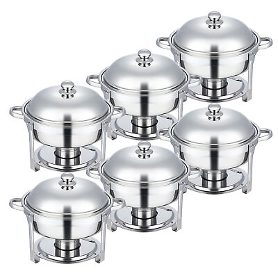 #ad 6 Packs Round Chafer Chafing Dish 5.3qt Sets Bain Marie Buffet Food Warmers $134.99